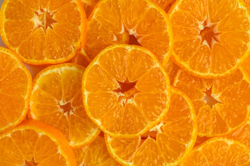 tangerine slices as a background for food photo