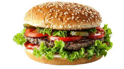 Tasty burger isolated on transparent background