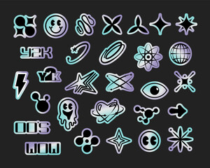 Set of y2k holographic stickers