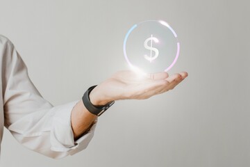 Man presenting thing on his palm