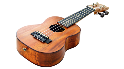 The brown ukulele isolated on transparent background