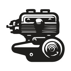 Motorcycle engine illustration on white background. element for poster, emblem, sign, badge. illustration,