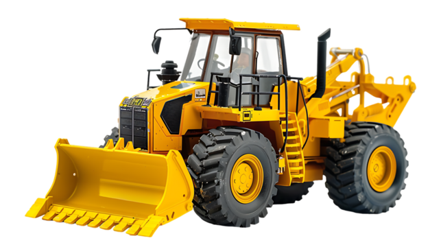Wheel loader model isolated on transparent background