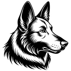 german shepherd head vector silhouette illustration