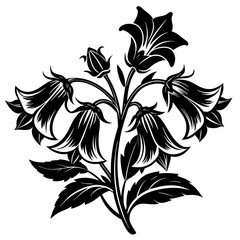 canter bury bells flower vector  silhouette illustration