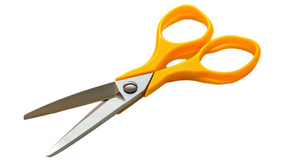 Yellow scissors isolated on transparent background