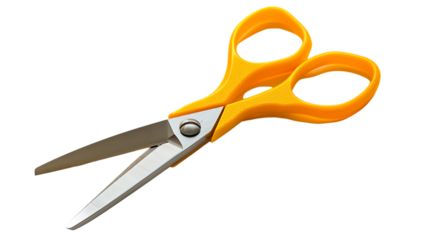Yellow scissors isolated on transparent background