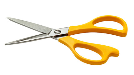 Yellow scissors isolated on transparent background