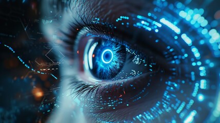 Biometric authentication concept with visuals of facial recognition.