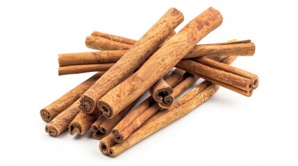 Cinnamon sticks viewed from above without any background