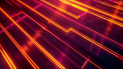 Orange and Burgundy glowing abstract geometric lines. PowerPoint and Business background.