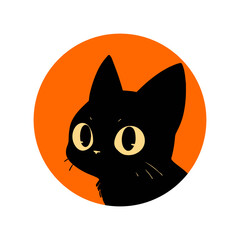 Halloween banner with black cat illustration