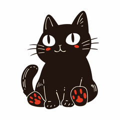 Halloween banner with black cat illustration