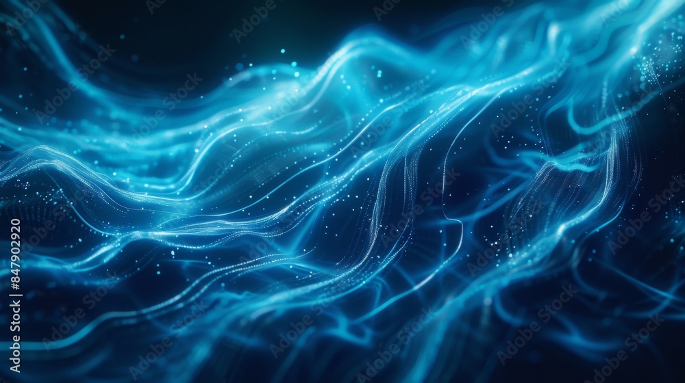 Leinwandbilder a futuristic abstract background with glowing lines and digital patterns in shades of blue.