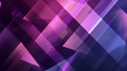 A geometric abstract background with overlapping triangles in various shades of purple and pink.