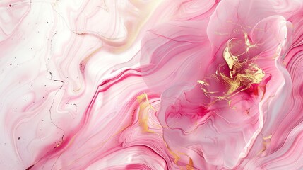Pink and gold abstract marble flower