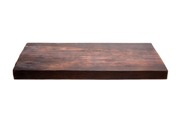 Rustic wooden chopping or serving board isolated on a white background. Natural kitchen accessory