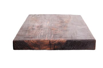 Rustic wooden chopping or serving board isolated on a white background. Natural kitchen accessory
