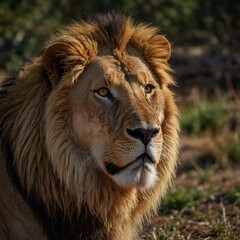Fototapeta premium a lion stand in ground