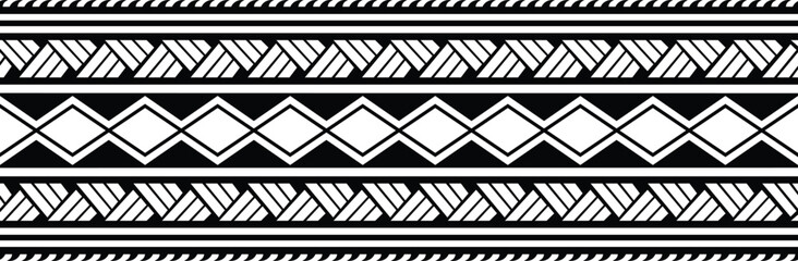 Polynesian tattoo tribal band design. Samoan tattoo tribal border. Tattoo man ethnic bracelet. © Rudvi