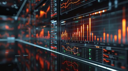 Fototapeta premium Financial charts with 3D display. Generative AI.