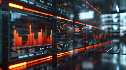 Fototapeta premium Financial charts with 3D display. Generative AI.