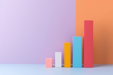 Colorful Wooden Blocks Ascending on a Pastel Background