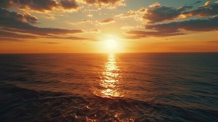Fototapeta premium Aerial view sunset sky Nature beautiful Light Sunset or sunrise over sea 