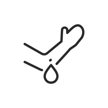 recommend clip art: Drawing blood from vein, linear style icon. Arm and drop at elbow vein. Blood test. Editable stroke width