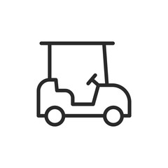 Golf cart, linear style icon. golfing transportation and sports vehicle. Editable stroke width