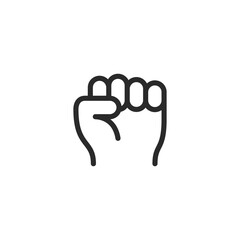 Hand clenched in a fist, linear style icon. Editable stroke width