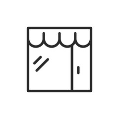 Shop front, linear style icon. storefront or retail shop. Editable stroke width
