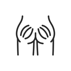 Gluteal muscles, linear style icon. gluteal muscles in the buttocks, often used in contexts related to fitness, health, or anatomy. Editable stroke width