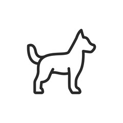 Dog, linear style icon. Editable stroke width