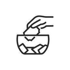 Placing raffle ticket, linear style icon. entering a raffle. Editable stroke width