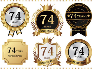 高級感のある74周年記念のエンブレムセット