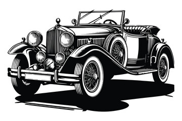 Retro Vintage Car Silhouette Vector Illustrator Artwork 