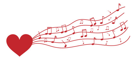 Love for Music Heart and Musical Notes. Entertainment and leisure concept vector