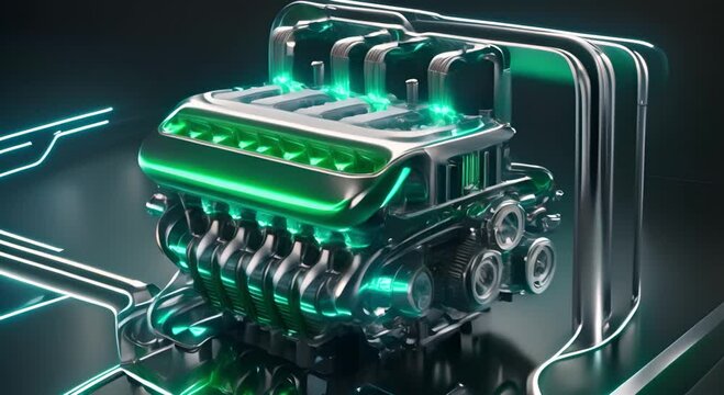 Shiny modern car engine with luxury appearance