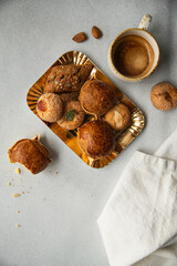 Variety of homemade Italian sweets typical for Sardinia region. Pardulas, amaretti, papassine and...