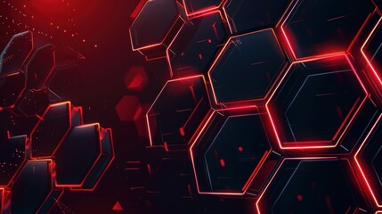 Abstract Red and Black Hexagon Pattern