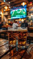 Two Beers on a Bar Table