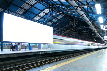 Obraz premium blank billboard in a subway station. Transit advertisement concept.