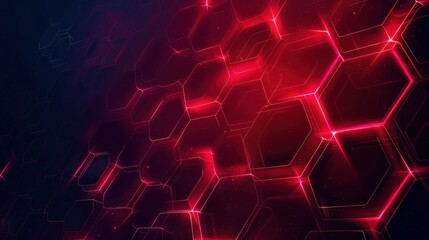 Abstract Red Hexagon Pattern with Glowing Lines