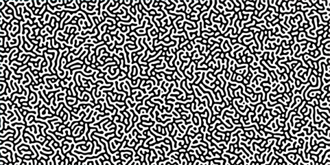 Abstract Turing organic wallpaper with background. Turing reaction diffusion monochrome seamless pattern with chaotic motion. Natural seamless line pattern.	
