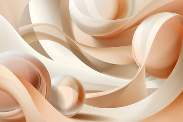 Fototapeta premium Peach and brown shapes creating a sophisticated atmosphere with a focus on geometric balance and soft curves.