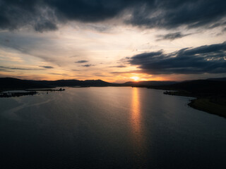 sunset over the lake