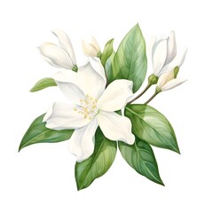 Exquisite Jasmine Flower in Watercolor - Vibrant Botanical Summer Artwork