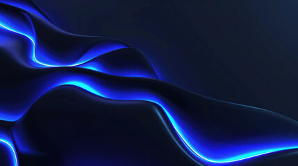Cobalt Blue Neon Curve Shape on Black Background with Lighting as wallpaper illustration