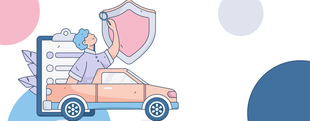 Buy insurance for car flat character vector concept operation illustration
